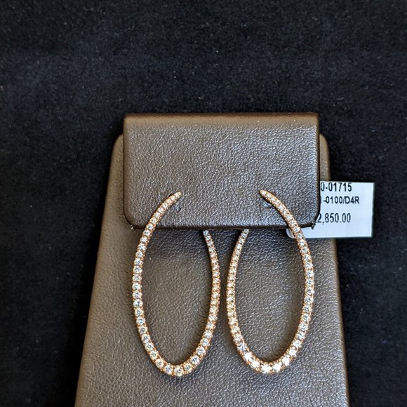 Rose Gold Diamond Hoop Earrings - Picture 5 of 5